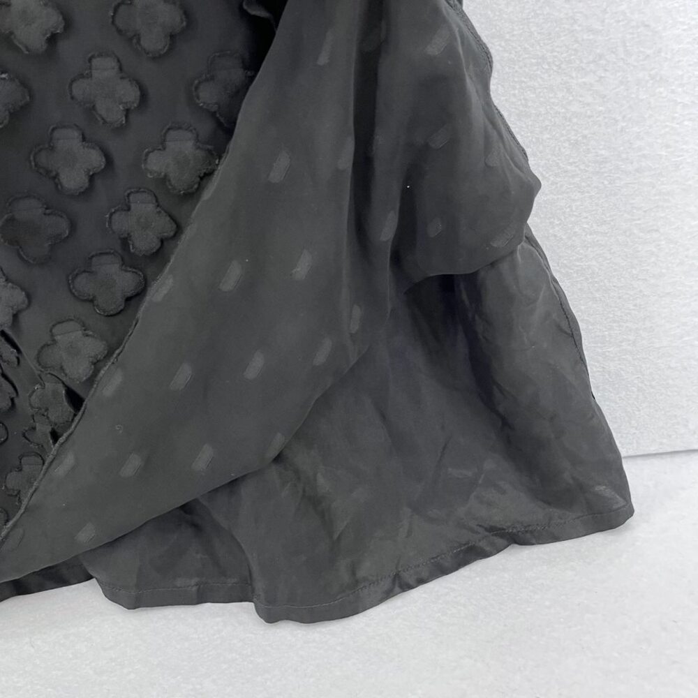 Cartise knee length sleeveless little black dress chiffon cape sleeves sz 12 - Picture 8 of 10